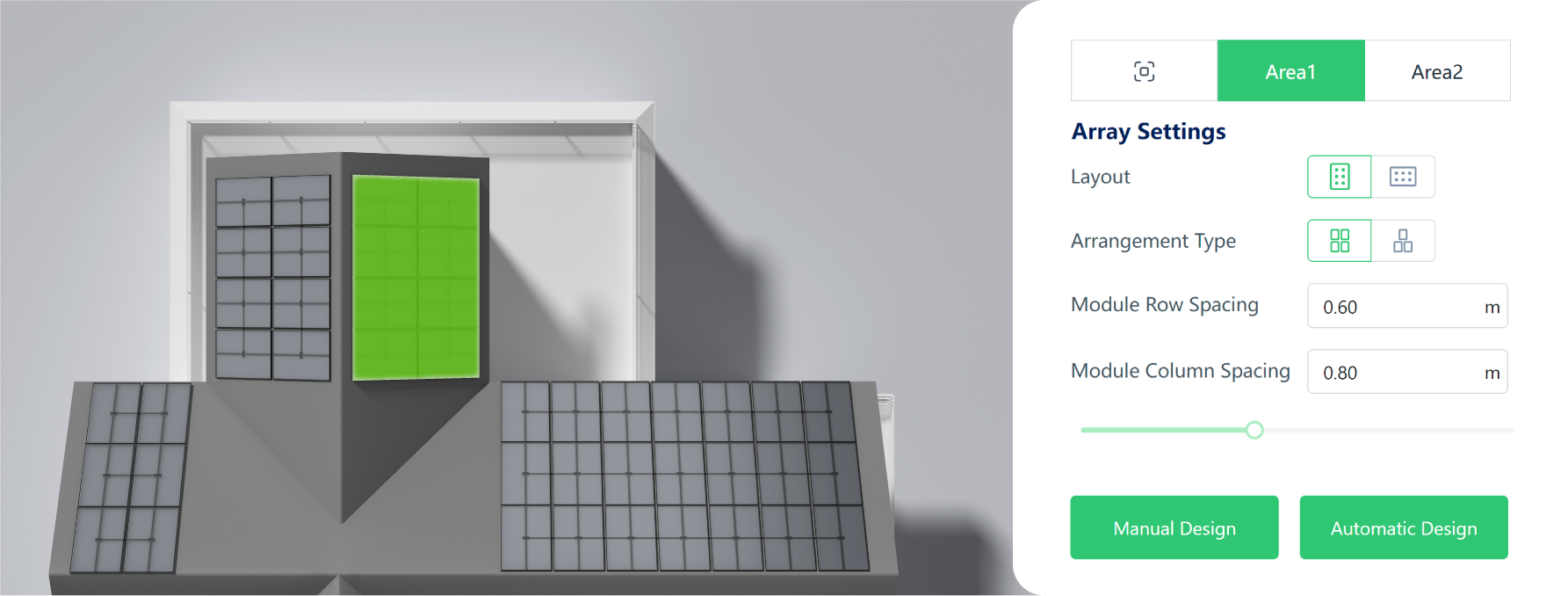 HiOne S-Miles Designer tool interface with 3D roof modeling and AI layout HiOne S-Miles Designer tool interface with 3D roof modeling and AI layout