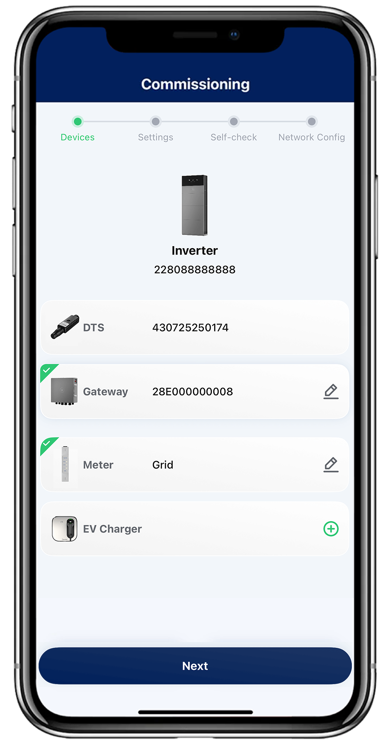HiOne installation step 1 - automatic device detection via mobile app HiOne installation step 1 - automatic device detection via mobile app