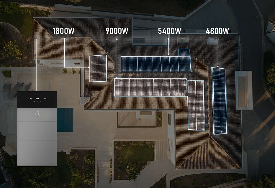 HiOne 4 MPPT configuration supporting multiple roof orientations with 20A each HiOne 4 MPPT configuration supporting multiple roof orientations with 20A each